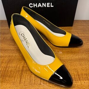CHANEL Women's Bold Yellow and Black Heels